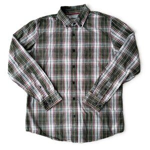 Goodthreads Men’s Olive Green Plaid Button Down Long Sleeve Shirt Size M